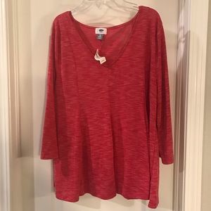 NWT Red Old Navy 3/4 Sleeve Peplum Hem Top